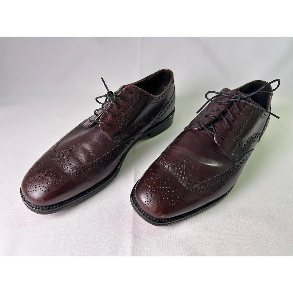 VINTAGE Cole Haan Men's 9 M Wingtip Oxford Shoes Dark Brown Leather Brogue Dress